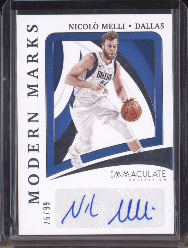 Nicolo Melli 2020-21 Panini Immaculate MM-NML Modern Marks Auto 26/99