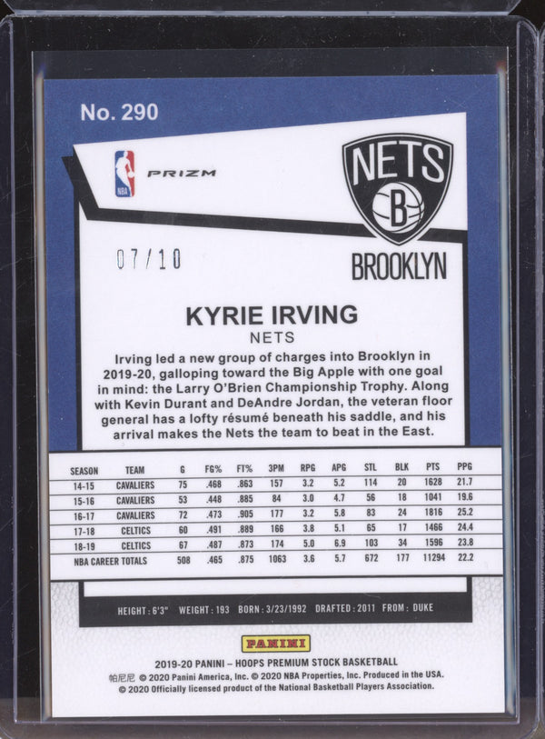 Kyrie Irving 2019-20 Panini Hoops Premium Stock 290 Tribute Gold Laser 7/10