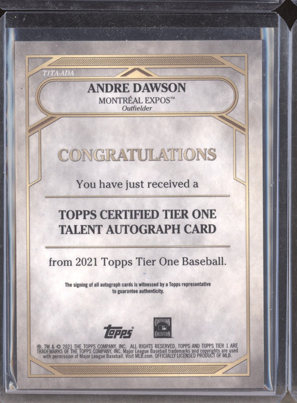 Andre Dawson 2021 Topps Tier One T1TA-ADA Talent Auto 136/200