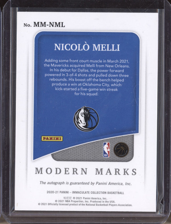 Nicolo Melli 2020-21 Panini Immaculate MM-NML Modern Marks Auto 26/99