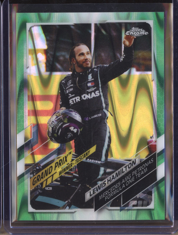 Lewis Hamilton 2021 Topps Chrome Formula 1 146 Green Ray Wave 56/99