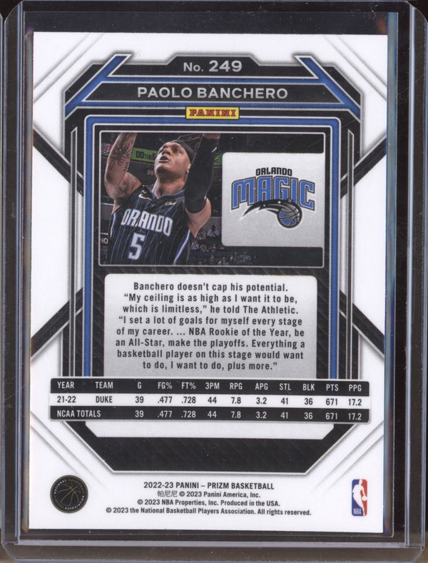 Paolo Banchero 2022-23 Panini Prizm 249 RC