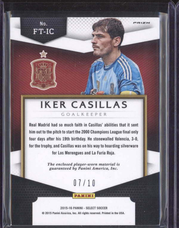 Iker Casillas 2015-16 Panini Select Soccer FT-IC First Team Swatches Gold 7/10