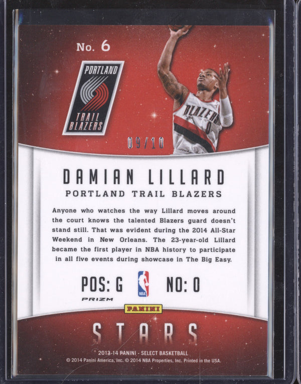 Damian Lillard 2013-14 Panini Select 6 Stars Gold 9/10