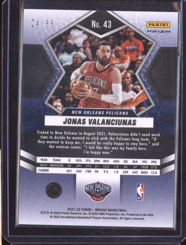 Jonas Valanciunas 2021-22 Panini Mosaic 43 Choice Red & Yellow 24/88