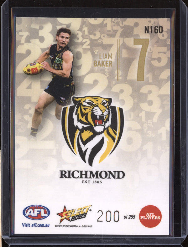 Liam Baker 2023 Select Footy Stars N160 Numbers Gold 200/255