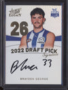 Brayden George 2023 Select Legacy DPSG26 Draft Pick Signature Gold RC 38/90