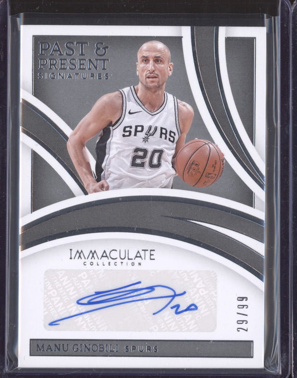 Manu Ginobili 2021-22 Panini Immaculate IPP-MGA Past & Present Signatures 29/99