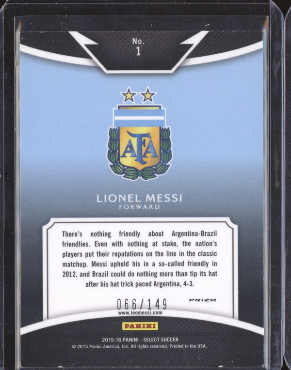 Lionel Messi 2015-16 Panini Select Soccer 1 Equalizers Orange 66/149