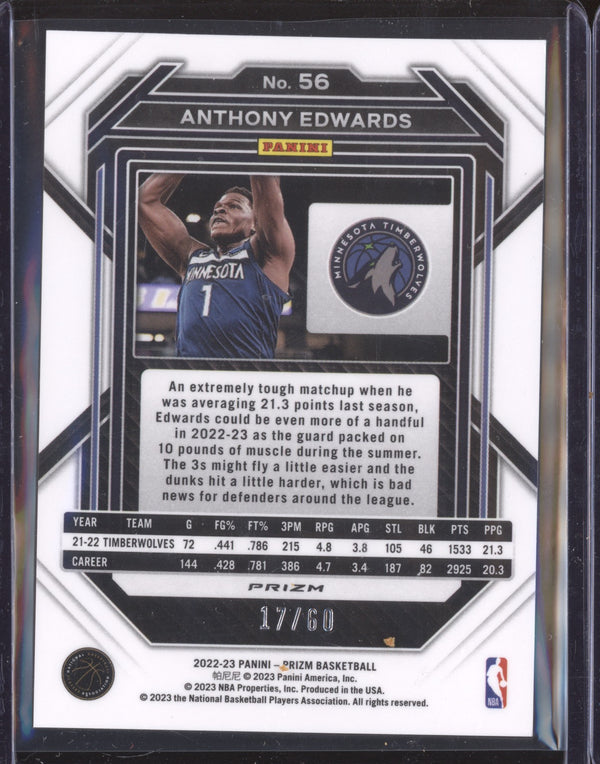 Anthony Edwards 2022-23 Panini Prizm 56 Orange Wave 17/60