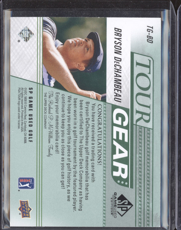 Bryson DeChambeau 2021 Upper Deck SP Game Used TG-BD Tour Gear