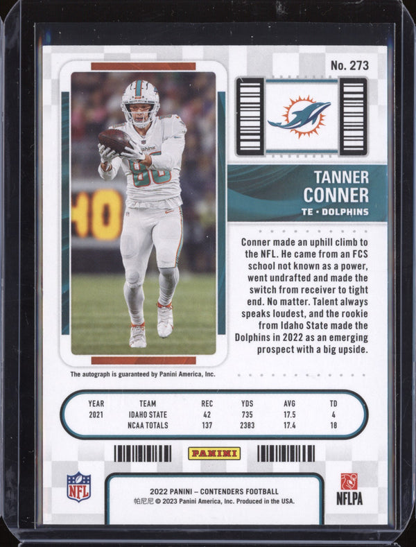 Tanner Conner 2022 Panini Contenders 273 Rookie Ticket Auto RC
