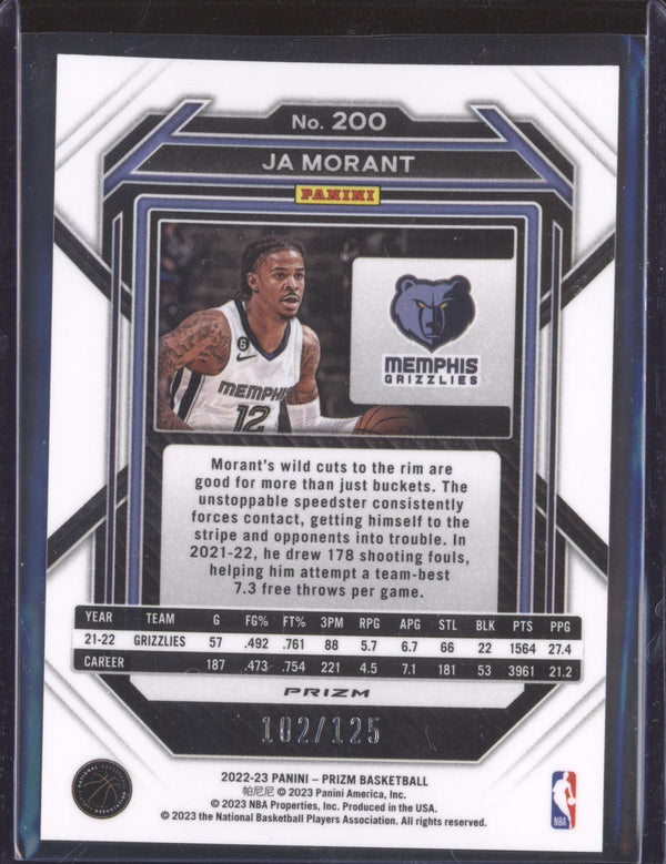 Ja Morant 2022-23 Panini Prizm 200 Blue Ice 102/125