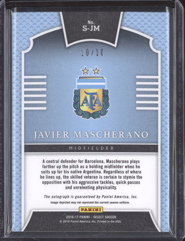 Javier Mascherano 2016-17 Panini Select Soccer S-JM Signatures Gold 10/10