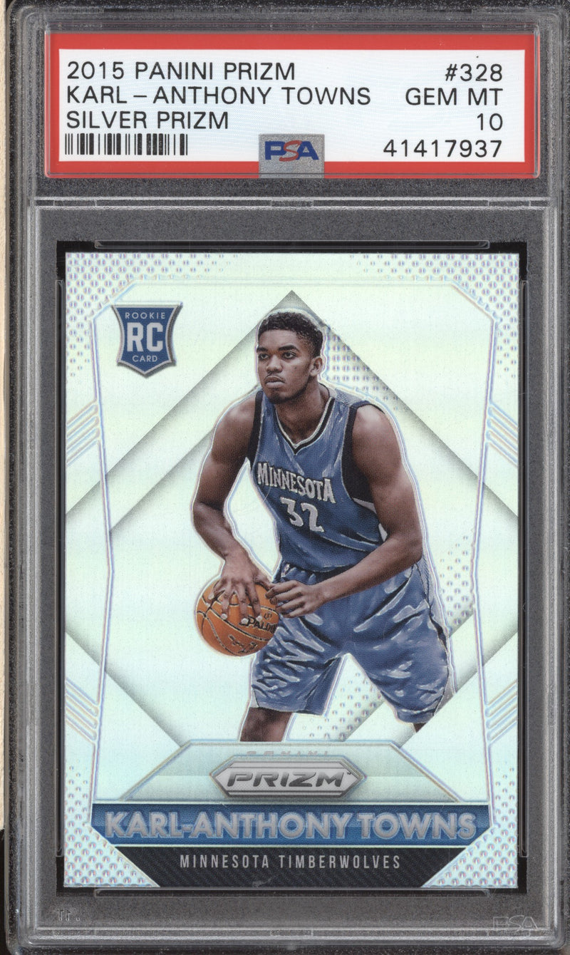 Karl-Anthony Towns 2015-16 Panini Prizm 328 Prizm Silver RC PSA 10