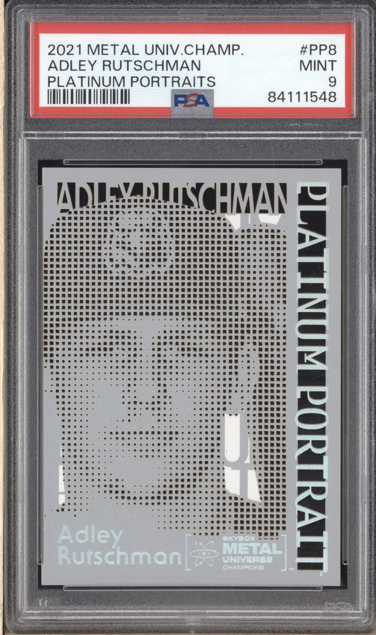 Adley Rutschman 2021 Skybox Metal Universe Champions PP-8 Platinum Portrait RC PSA 9