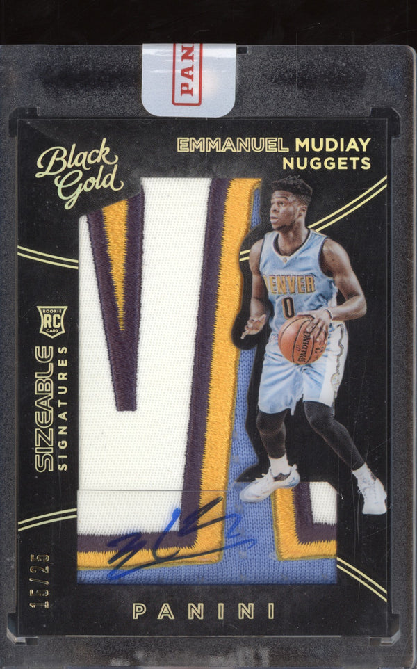 Emmanuel Mudiay 2015-16 Panini Black Gold Sizeable Signatures Patch RC 15/25