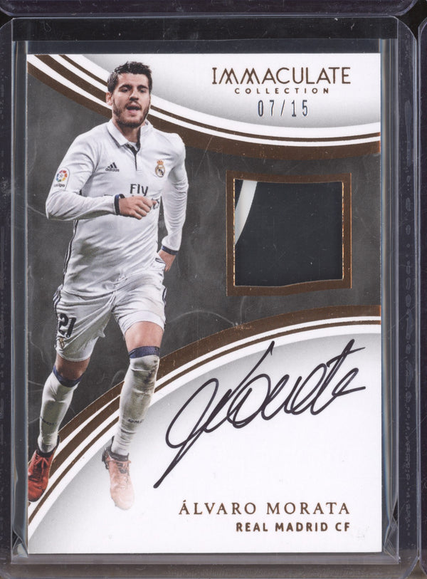 Alvaro Morata 2017 Panini Immaculate Soccer P-AMO Patch Auto Bronze 7/15