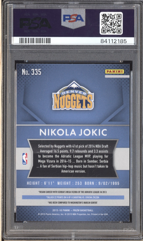 Nikola Jokic 2015-16 Panini Prizm 335 RC PSA 9