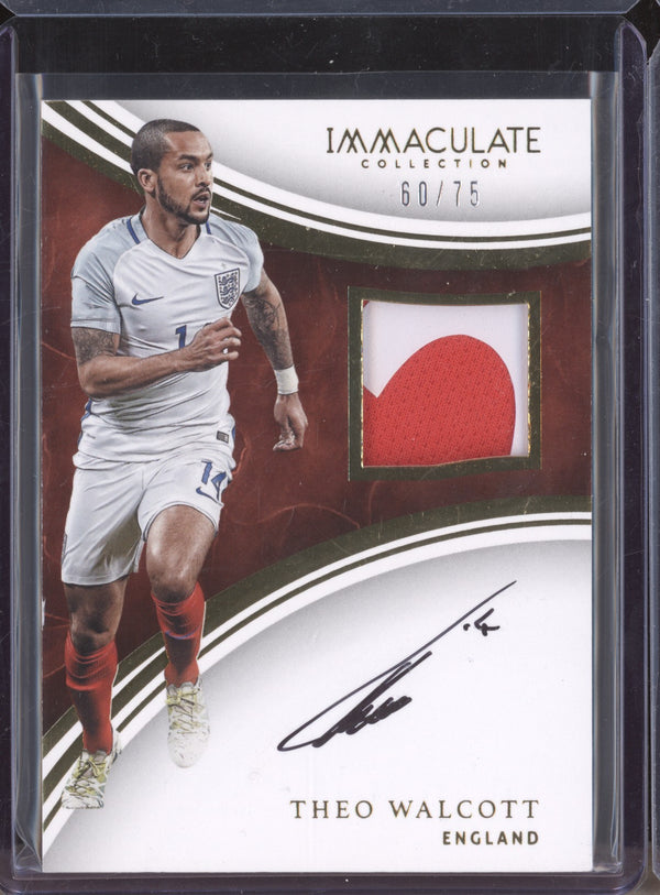 Theo Walcott 2017 Panini Immaculate Soccer P-TW Patch Auto 60/75