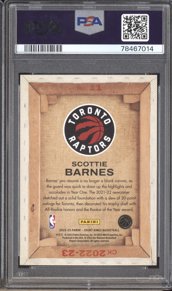 Scottie Barnes 2022-23 Panini Court Kings 11 Blank Slate PSA 10