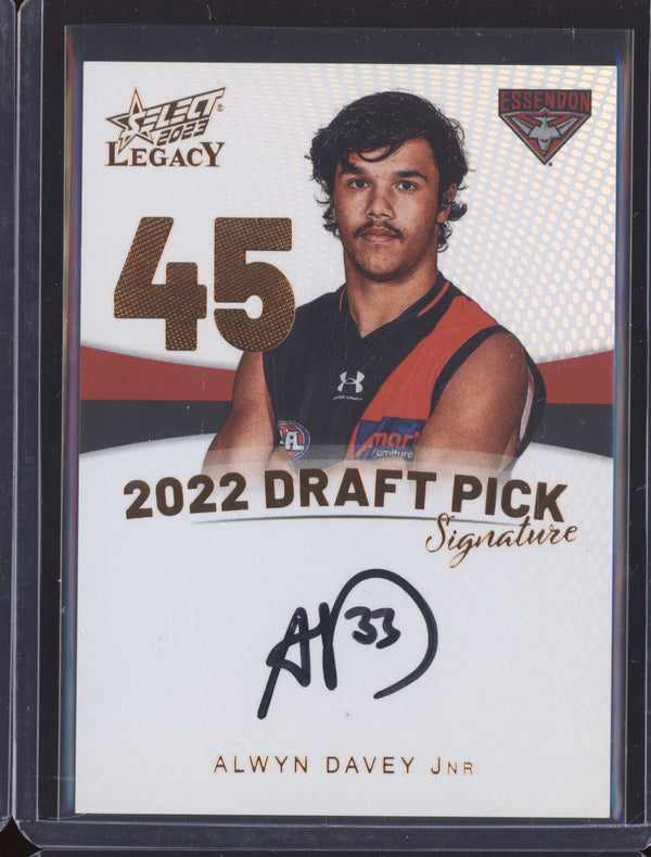 Alwyn Davey Jnr 2023 Select Legacy DPSC45 Draft Pick Signature Copper RC 164/175