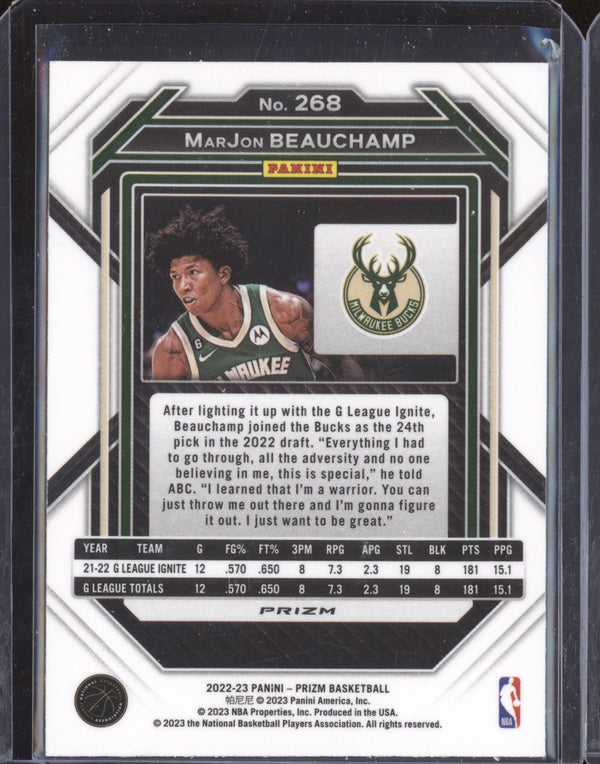 MarJon Beauchamp 2022-23 Panini Prizm 268 Silver RC