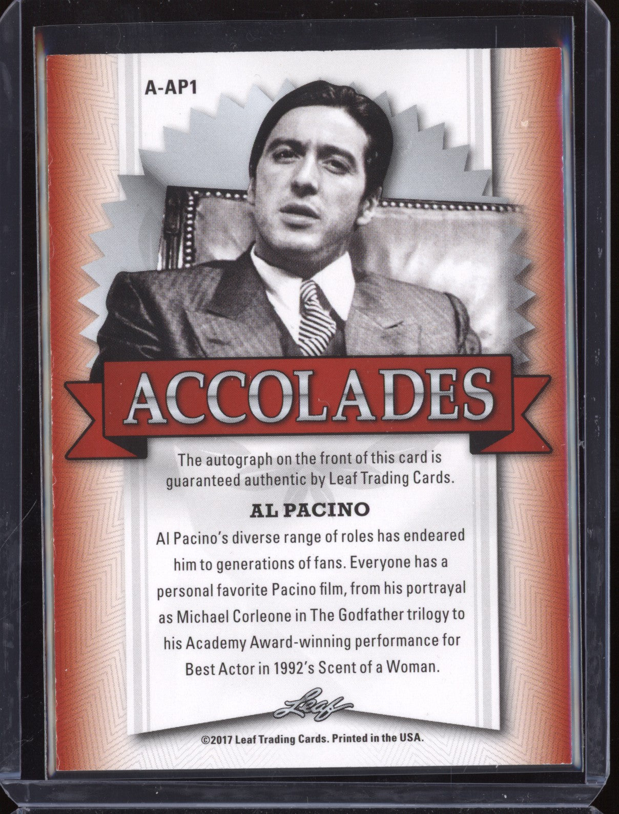 Al Pacino 2017 Leaf Pop Century A-AP1 Accolades Auto Mega Short Print 3/15