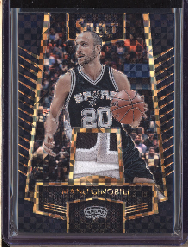 Manu Ginobili 2016-17 Panini Select 60 Swatches Black Patch Prime 1/1