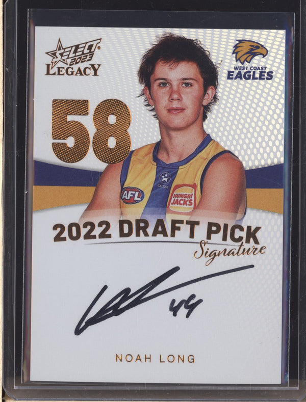 Noah Long 2023 Select Legacy DPSC58 Draft Pick Signature Copper RC 80/175