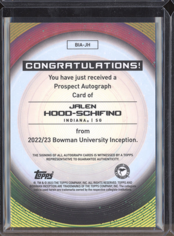 Jalen Hood-Schifino 2022-23 Bowman University Inception BIA-JH Prospect Auto RC