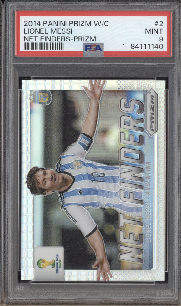 Lionel Messi 2014 Panini Prizm World Cup Net Finders Silver Prizm PSA 9