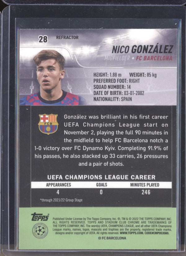 Nico Gonzalez 2021-22 Topps Stadium Club Chrome UCL 28 Refractor RC