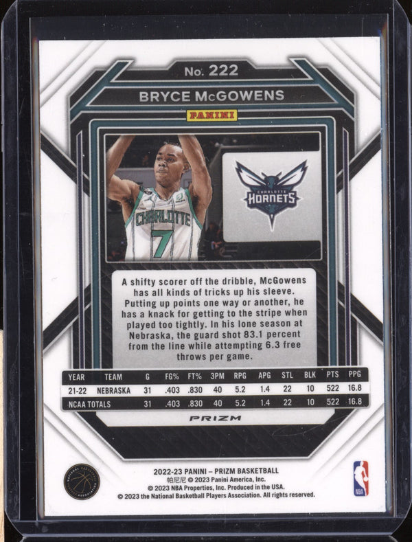 Bryce McGowens 2022-23 Panini Prizm 222 Ruby Wave RC