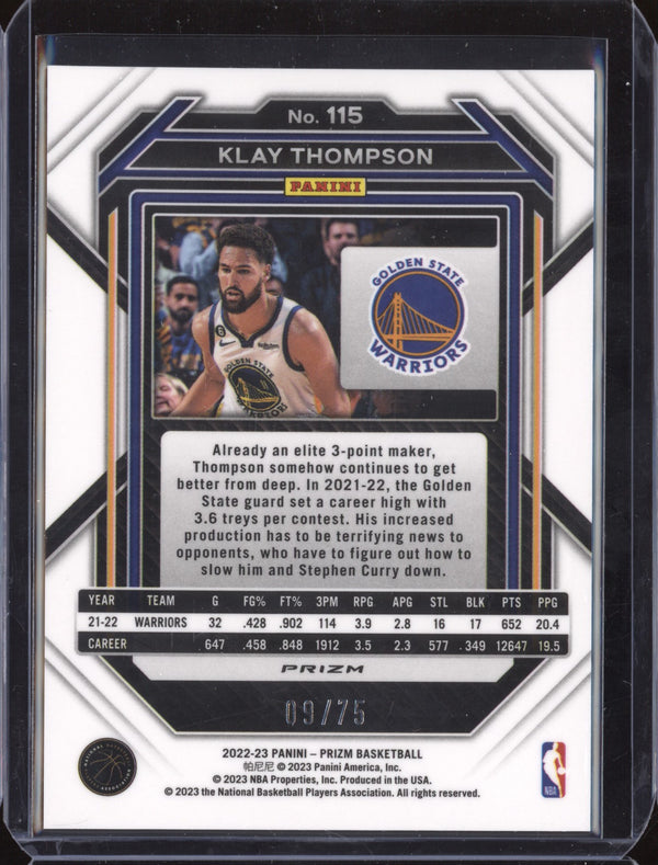 Klay Thompson 2022-23 Panini Prizm 115 Red Power 9/75