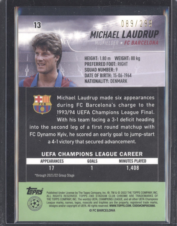 Michael Laudrup 2021-22 Topps Stadium Club Chrome UCL 13 Black & White Refractor 89/299