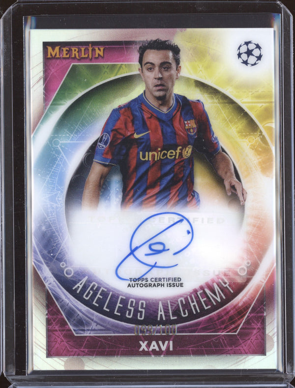 Xavi 2022-23 Topps Merlin Chrome UEFA Club AA-4 Ageless Alchemy Auto 99/100