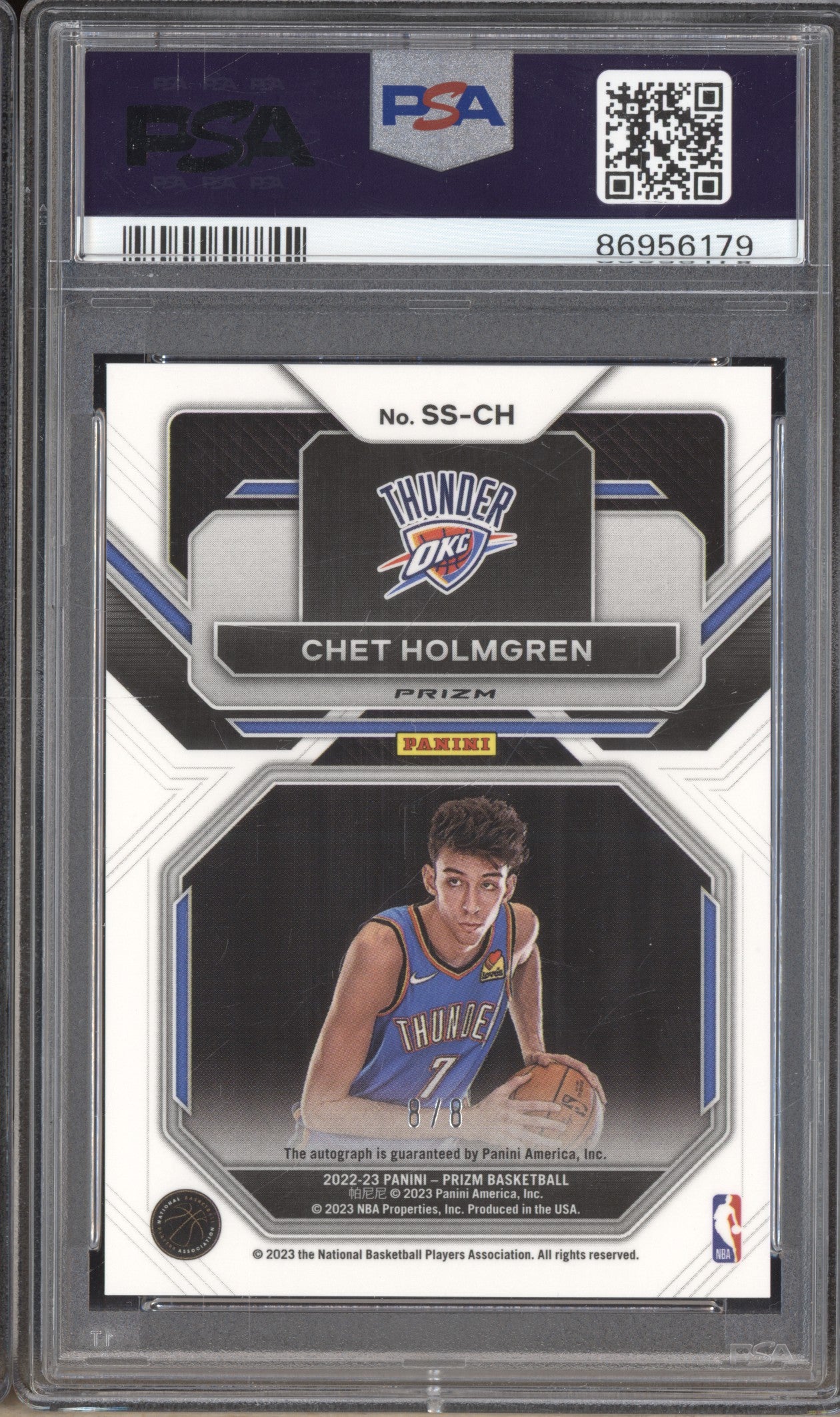 Chet Holmgren 2022-23 Panini Prizm Sensational Signatures Green RC 8/8 PSA 10/10