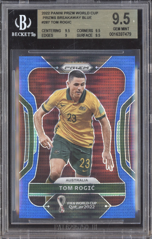 Tom Rogic 2022 Topps Prizm World Cup 287 Breakaway Blue 7/49 BGS 9.5