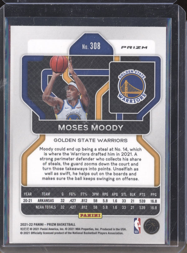 Moses Moody 2021-22 Panini Prizm 308 Hyper RC