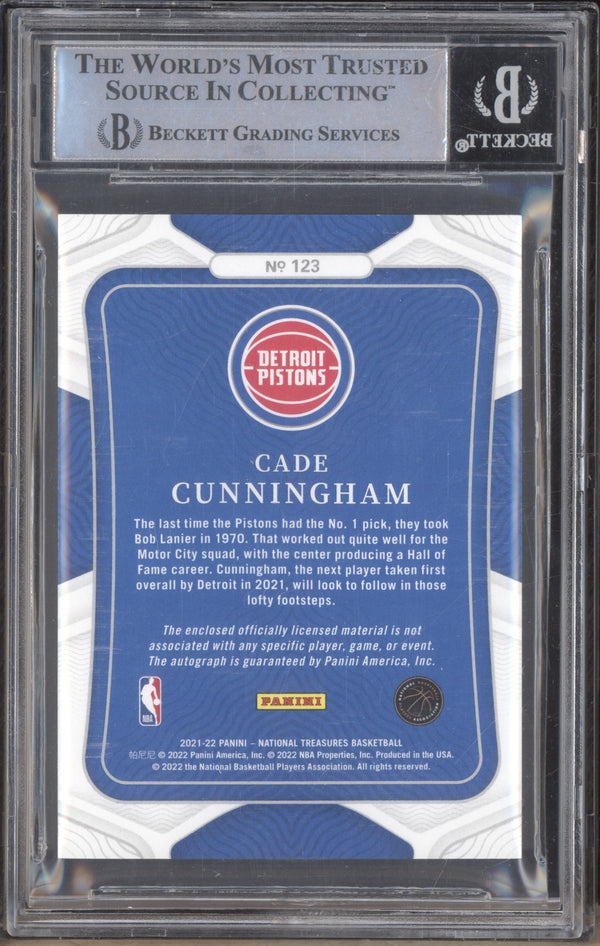 Cade Cunningham 2021 Panini National Treasures Rookie Patch Auto RC 43/75 BGS 9