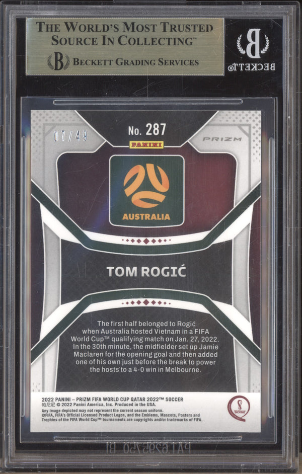 Tom Rogic 2022 Topps Prizm World Cup 287 Breakaway Blue 7/49 BGS 9.5