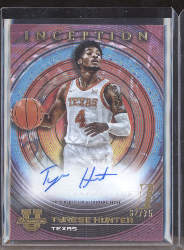 Tyrese Hunter 2022-23 Bowman University Inception BIA-TH Prospect Auto RC 62/75