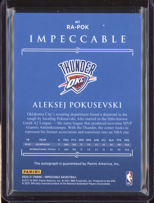 Aleksej Pokusevski 2020-21 Panini Impeccable RA-POK Rookie Auto Asia RC 12/88