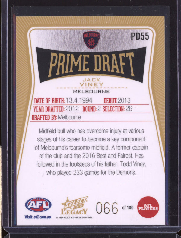 Jack Viney 2023 Select Legacy PD55 Prime Draft 66/100