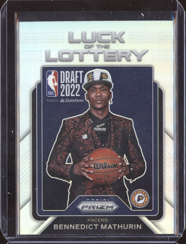 Bennedict Mathurin 2022-23 Panini Prizm 8 Luck of the Lottery Silver RC