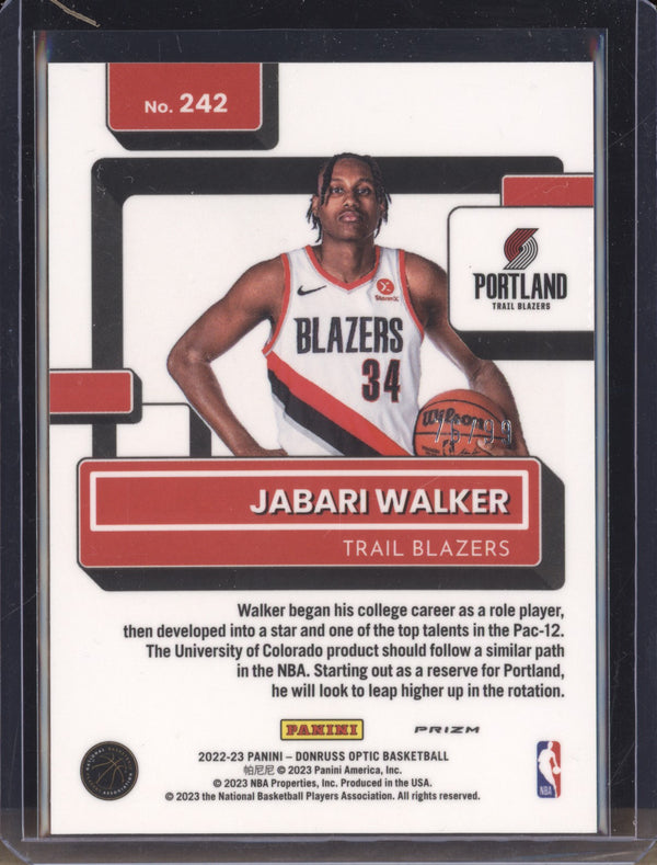 Jabari Walker 2022-23 Panini Donruss Optic 242 Red & Gold Wave RC 76/99