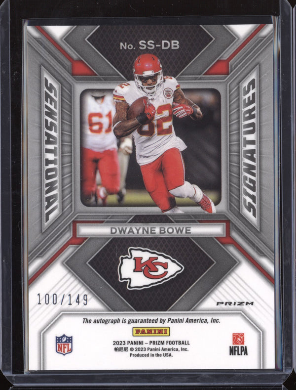 Dwayne Bowe 2023 Panini Prizm SS-DB Sensational Signatures Auto 100/149