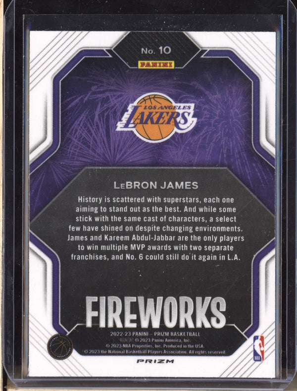 LeBron James 2022-23 Panini Prizm 10 Fireworks Silver