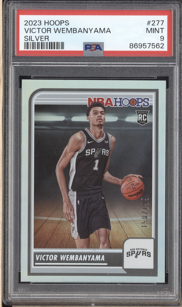 Victor Wembanyama 2023-24 Panini Hoops 277 Silver RC 150/199 PSA 9